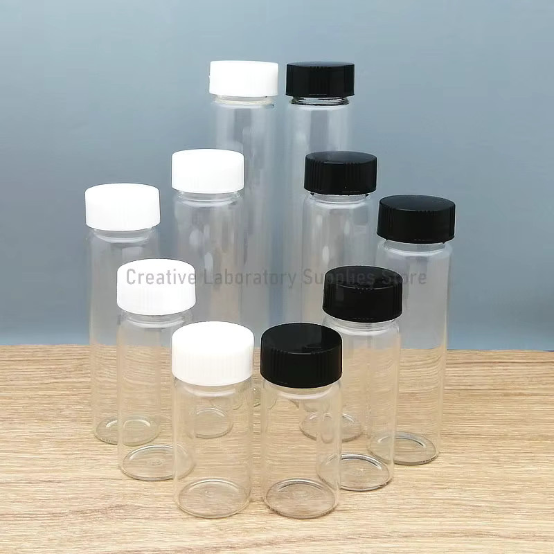 Klarglas-Probenflasche mit schwarzem Gewindedeckel für chemische Reagenzien in verschiedenen Volumina von 2 ml bis 60 ml - Bild 1