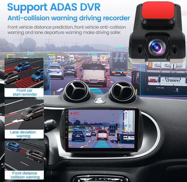 MEKEDE Android Autoradio mit HD Dash Cam, 170 Grad Weitwinkel, ADAS DVR Auto Recorder, Schwarz - Bild 1