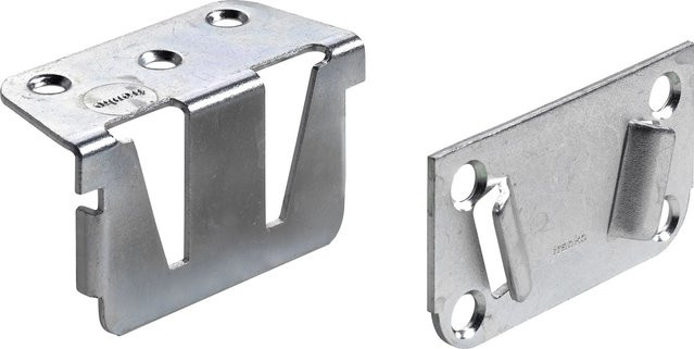 Hettich Mittelbalkenverbinder für Doppelbetten aus verzinktem Stahl in Silber, 2 Stück - Bild 1
