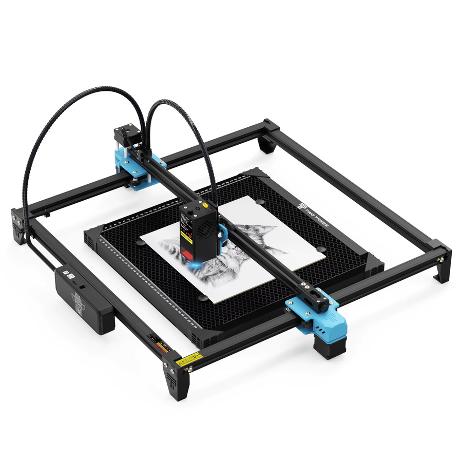 Twotrees TTS-20 Pro Lasergravurmaschine mit WLAN-Steuerung, 20W Laserschneidemaschine All-in-One-Gerät in Schwarz, Bearbeitungsbereich: 41,8 x 41,8 cm - Bild 2