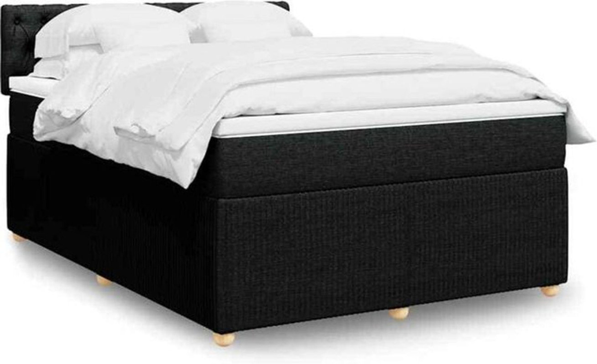 vidaxl Boxspringbett mit Matratze in Schwarz aus Stoff, B/B/H: 160 x 200 cm - Bild 1