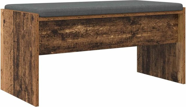 vidaXL Flurbank mit Kissen in Altholz-Optik und braunem Stoff, B/T/H: 83 x 38 x 40 cm - Bild 1