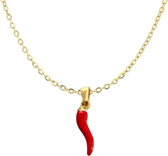 YULIN Halskette Rote Chilischote, Kupferlegierung, Gold, Unisex - Bild 1