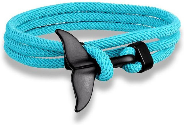 Armband, Messing, Anker Anhänger, Seilkette, Blau, Unisex - Bild 1