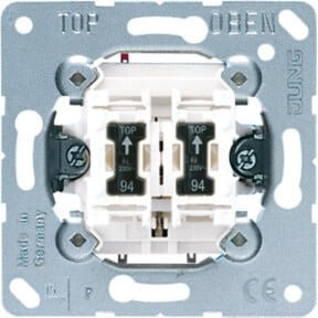 Jung Doppel-Taster 10AX 250V 2 Schließer/Glimmlp 535 U5 in Weiß - Bild 1