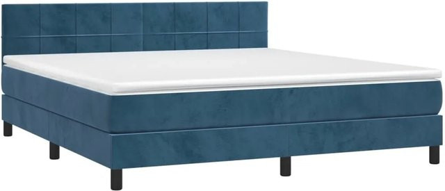 vidaXL Boxspringbett mit Matratze in Dunkelblau, Hybrid-Bett mit LED-Unterbettbeleuchtung und USB-Anschluss, Samt, B/T/H: 180 x 200 x 88 cm - Bild 1
