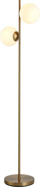 HOMCOM Stehlampe 2-teilig mit Glas-Lampenschirm aus Stahl und Glas in Gold und Weiß, Höhe: 165 cm - Bild 1