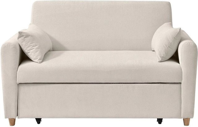 Schlafsofa Vente-unique Ayla in Beige mit Cord-Bezug, Breite: 140 cm, Liegefläche: 140 x 190 cm - Bild 1