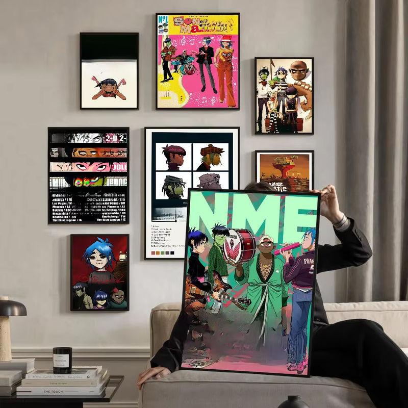 Gorillaz Anime Poster im Vintage-Stil als mehrfarbige Wandkunst für dein Zuhause, rechteckiges Porträt aus Papier, rahmenlos - Bild 6