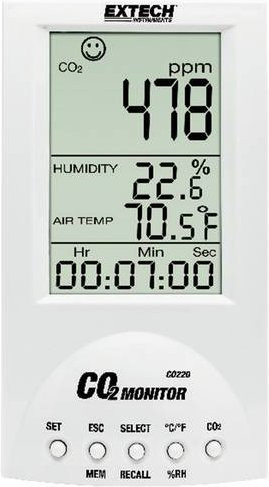 Extech CO220 Kohlendioxid-Messgerät in Weiß mit Messbereich 0 - 9999 ppm - Bild 1
