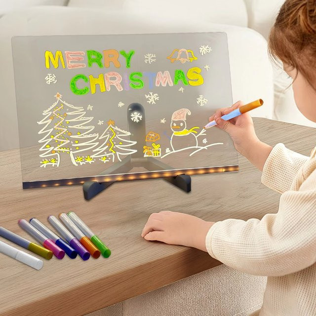 Diy Message Board aus transparentem Glas als LED Nachtlicht zum Bemalen und Löschen für kreative Notizen und Zeichnungen - Bild 1