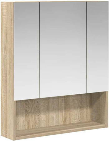 vidaXL Badezimmerspiegelschrank Sonoma-Eiche mit Glastüren, B/T/H: 60 x 14,5 x 70 cm