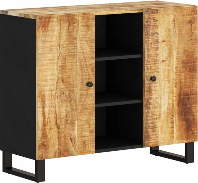vidaXL Sideboard aus massivem Mangoholz mit 2 Türen in Braun, B/T/H: 90 x 33 x 75 cm - Bild 1