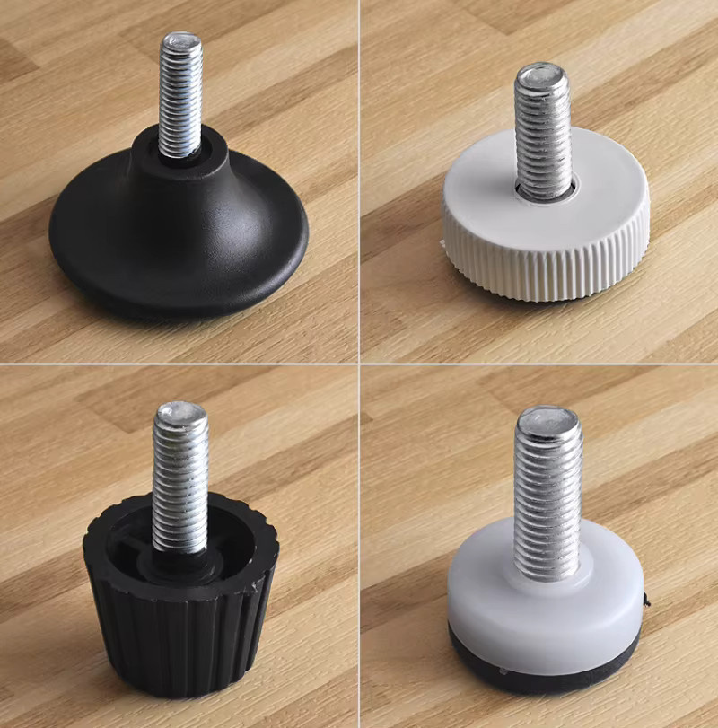 4er Set Einstellbare Nivellierung Stuhl Bein Füße in Schwarz mit M6 und M8 Schrauben als Möbel Matte und Bodenschutz Anti-slip Pad für Sofa Bett Schrank und Tisch - Bild 2