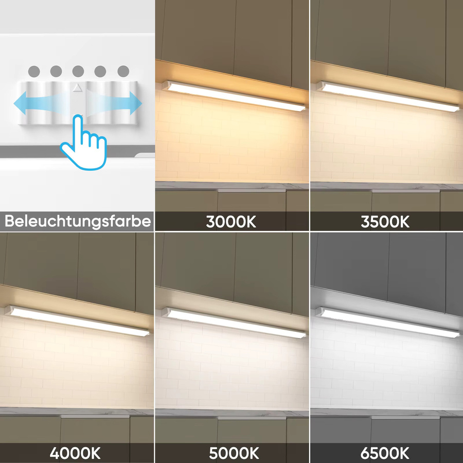 PRINCEWAY LED Küchenunterbauleuchte Weiß, schwenkbar und dimmbar, 5 Farbtemperatur Modi, Länge: 61 cm - Bild 3