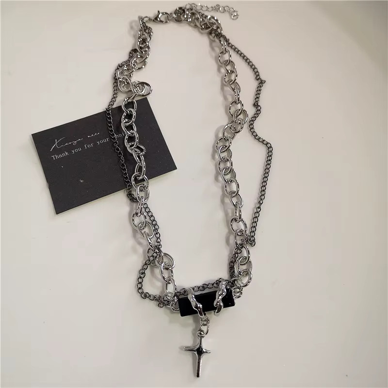 imixlot Halskette, Herz Kreuz Anhänger, Schwarz, Silber, Unisex - Bild 4
