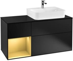 V&B Waschtischunterschrank Finion mit Abdeckplatte und Regal links, Schwarz matt lackiert, Breite: 120 cm, Tiefe: 50,1 cm, Höhe: 50,1 cm - Bild 1