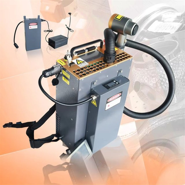 Kleine Rucksack-Laserreinigungsmaschine zur Rostentfernung und Laserschweißmaschine in Grau - Bild 1