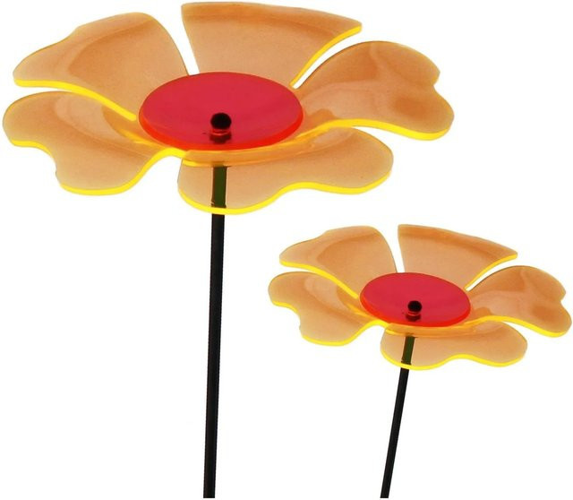 Sunny Garden Deko-Gartenstecker Lichtspiel Mohnblume 2er-Set in Multicolor aus Acrylglas und Metall - Bild 1