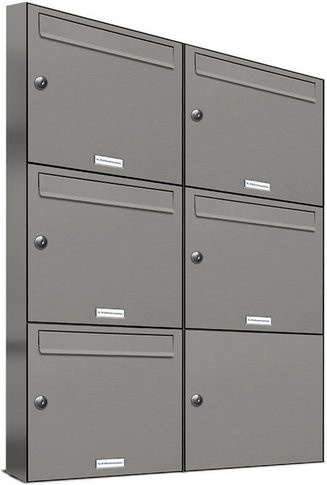 AL Briefkasten-System für 5 Parteien, Aufputzmontage, grau, B/H/T: 153,298 x 102,6 x 11,6 cm - Bild 1