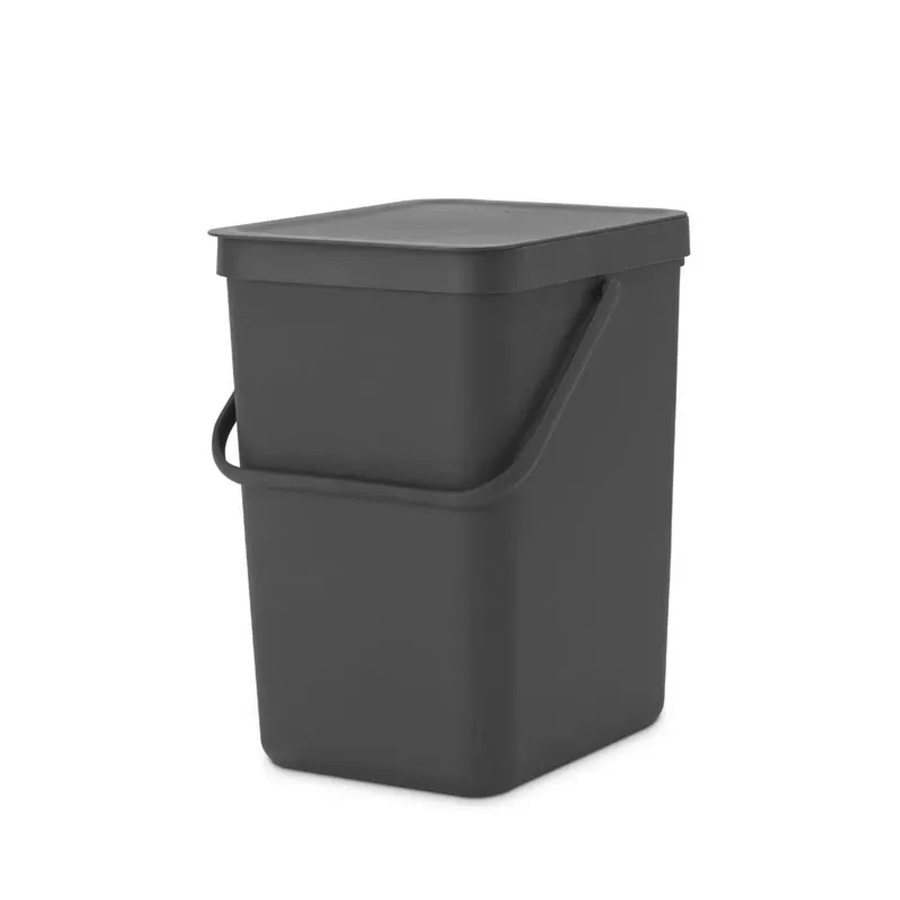 PROREGAL Abfallsammler mit Stay Open Deckel, 25 Liter, Kunststoff, Dunkelgrau, H x B x T: 40 x 26,8 x 34,5 cm - Bild 2
