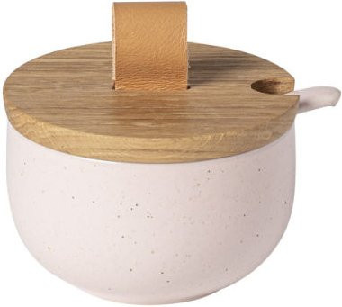Costa Nova Zuckergefäß Pacifica mit Holzdeckel, Weiß, 4er Pack, Durchmesser: 9,2 cm, Höhe: 5,7 cm, 150 ml - Bild 1