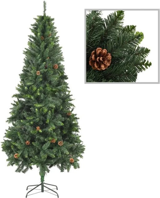 furnicato Künstlicher Weihnachtsbaum mit Kiefernzapfen in Grün, Höhe: 210 cm - Bild 1
