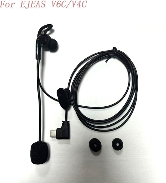 EJEAS In-Ear-Kopfhörer mit USB-C-Schnittstelle für Helm-Intercom-Headsets V6 Pro und V4 Plus in Schwarz - Bild 1