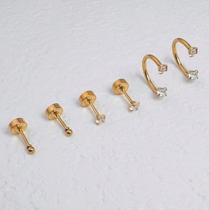 Nasenring Edelstahl, 14K Vergoldet, Zirkonia, Unisex - Bild 1