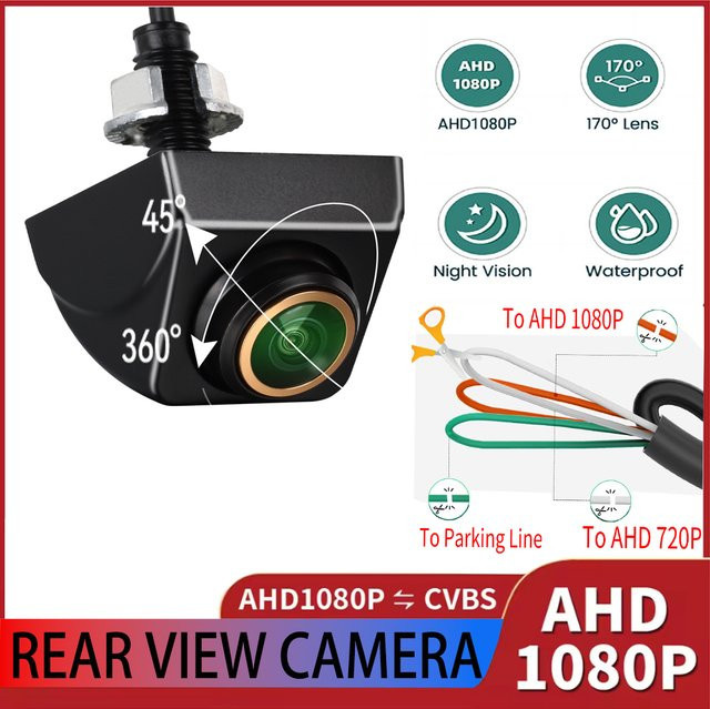 ODEGREE Auto-Rückfahrkamera mit Full HD Nachtsicht, 170 Grad Fisheye Golden Lens und CVBS-Schalter in Schwarz und Gold - Bild 1