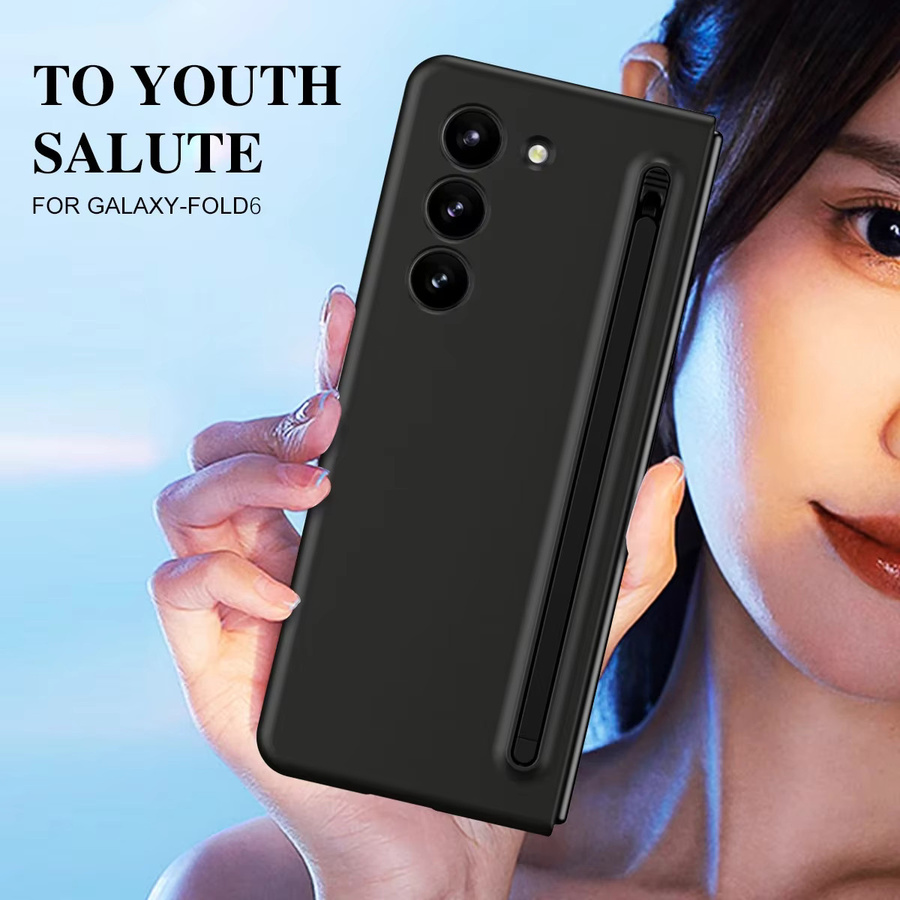 Samsung Galaxy Z Fold 6 5 4 3 Schutzhülle aus Kunststoff mit Stift-Slot und Glas Schutzfolie in Schwarz - Bild 5