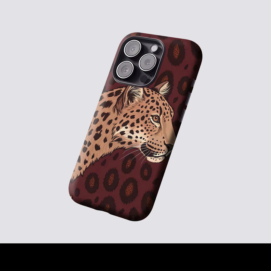 Aurbe Matte 2-in-1 MagSafe Hülle mit Schutzfilm für iPhone 17 16 15 14 Plus Pro Max, Stoßfeste Hartschale im Leoparden-Design, Farbe: Burgunder Rot - Bild 2