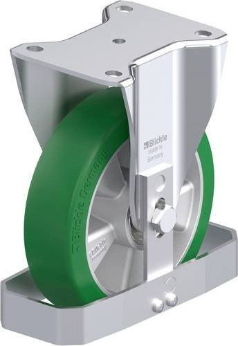 Blickle Stahlblech-Bockrolle BH-ALST 180K-FS in Silber und Grün mit 180 mm Rad-Durchmesser und 670 kg Tragfähigkeit - Bild 1