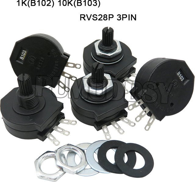 PUMUDDSY Set aus 5 elektrischen Potentiometern RVS28P-B102 und RVS28P-B103 für Schweißmaschinen in Schwarz - Bild 1