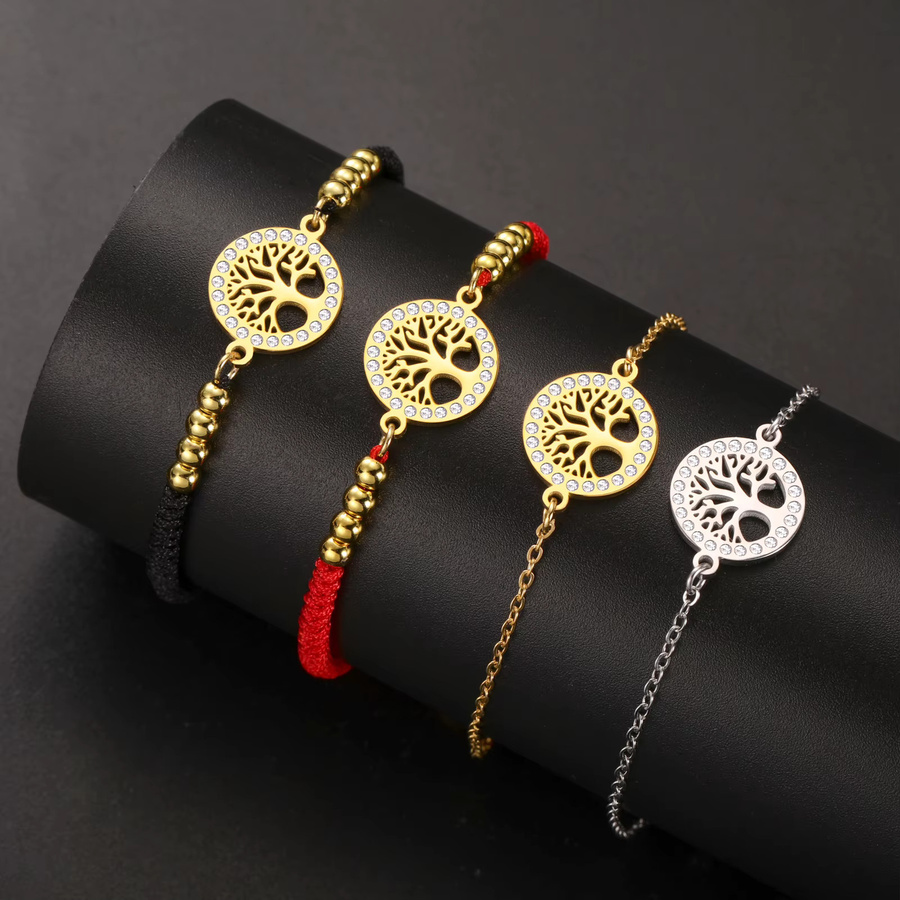 Haoshi Armband, Edelstahl, schwarzes und rotes Seil, Damen - Bild 1