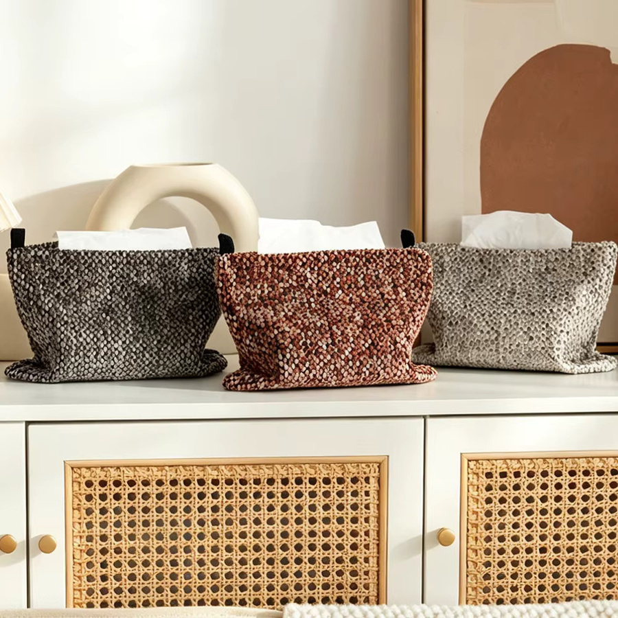 BUYNOW Chenille Taschentuchbox Abdeckung in Weiß als dekorativer Aufbewahrungshalter für das Badezimmer - Bild 2
