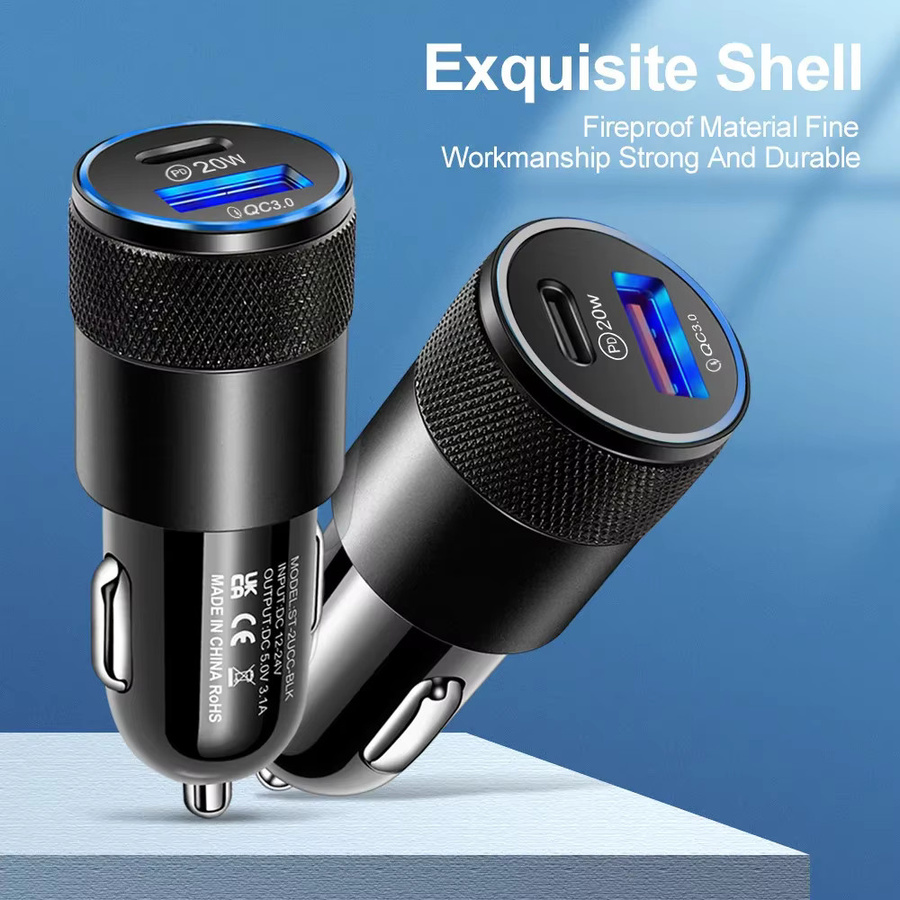 Ai CAR FUN Mini-Autoladegerät mit USB-C PD Buchse in Schwarz für 12-24V Zigarettenanzünder Schnellladung für iPhone, Xiaomi, Huawei und Samsung - Bild 2