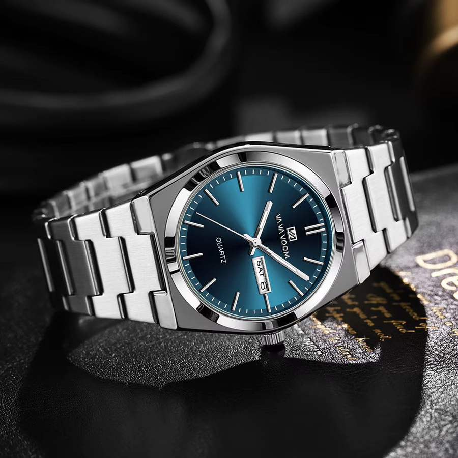 VA VA VOOM Armbanduhr Edelstahl, Quarz, Blau, Silber, 40 mm, Herren - Bild 4