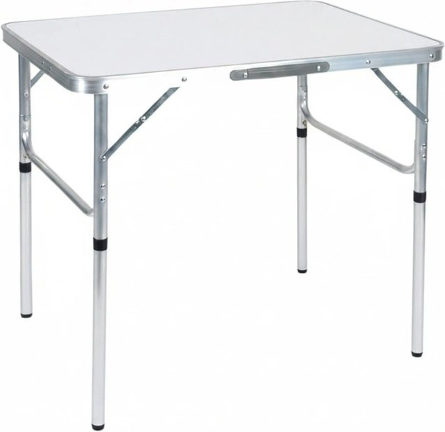 Relaxdays Campingtisch aus Aluminium und MDF in Weiß, klappbar und höhenverstellbar, B/T/H: 75 x 55 x 70 cm - Bild 1