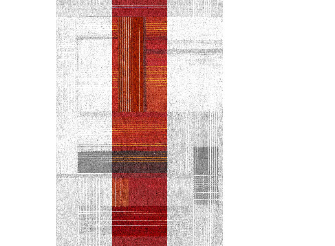Jannelli & Volpi Mural Bonn Red Panel 2 - Modernes gestreiftes Textil Wandbild in Rot - Bild 1
