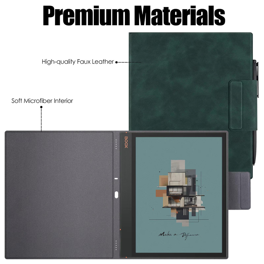 Boox Note Air 5C Hülle aus PU-Leder in Schwarz mit automatischer Schlaf- und Wachfunktion und Stiftschnalle im Slimfit-Design - Bild 4