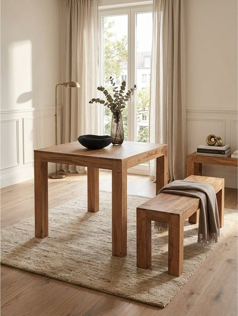 Esstisch MUMBAI aus Massivholz Akazie in Braun, quadratisch, B/T/H: 80 x 80 x 76 cm - Bild 1