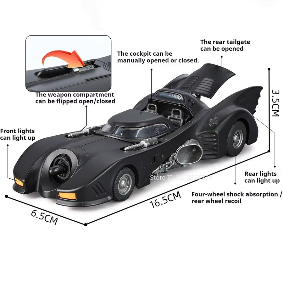 MAKEDA Batmobil 1989 Supercar, Modell Spielzeug, Maßstab 1:32, mit Licht und Sound - Bild 2