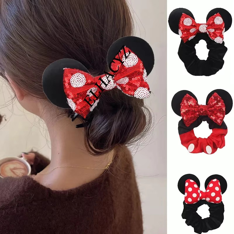 HEROCROSS Haargummis Minnie-Ohren, Samt, Pailletten-Schleifen, Kinder - Bild 3