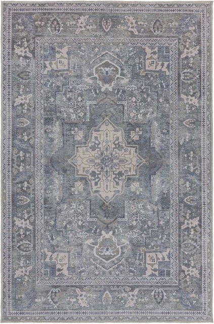 Waschbarer Teppich Kadima Design in Türkis mit Orient-Medaillon, B/T: 80 x 150 cm - Bild 1