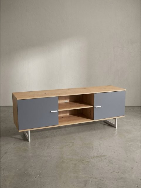 Modernes TV-Lowboard KADIMA DESIGN in Eiche-Dekor mit 2 Türen, Braun-Grau, B/T/H: 150 x 40 x 55 cm - Bild 1