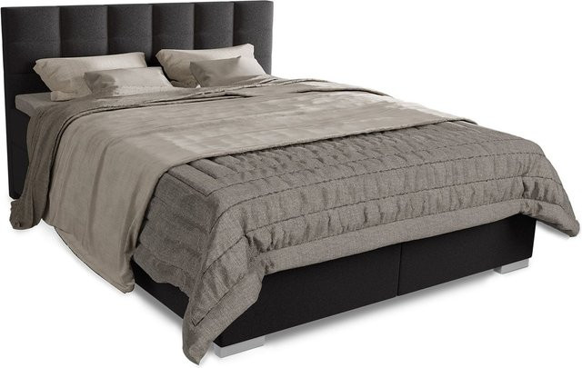 Juskys Boxspringbett Seattle in Schwarz mit weichem Malmo-Stoff, B/T: 180 x 200 cm - Bild 1