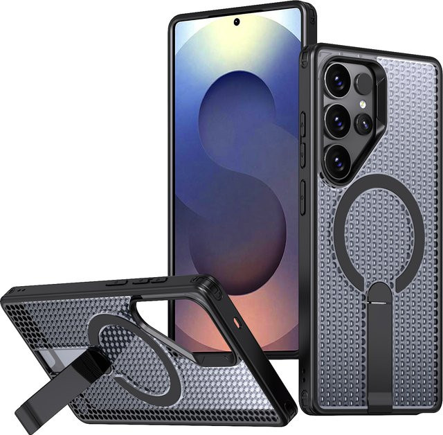 Atmungsaktive magnetische Schutzhülle für Samsung Galaxy S26 Ultra S25 Edge S24 S23 S22 Plus in Purple mit wärmeableitendem Netzdesign - Bild 1