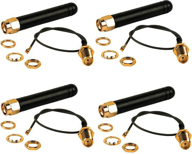 Heltec 915MHz LoRa Antenne mit 3dBi Verstärkung und U.FL zu SMA Anschluss für Heltec LoRa 32 V3 und CubeCell HTCC-AB02S GPS Boards, 4er-Pack, Schwarz - Bild 1