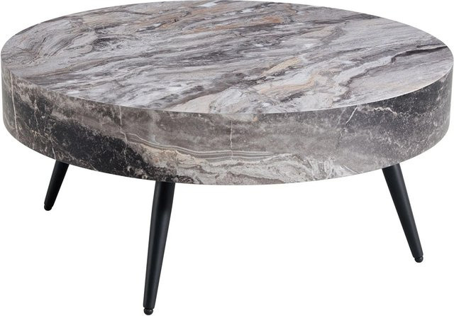 okwish Couchtisch in Rundform mit Metallbeinen in Grau für dein Wohnzimmer, B/T/H: 70 x 70 x 35,5 cm - Bild 1